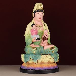 Statue de <span class=keywords><strong>Bouddha</strong></span> Guanyin Bodhisattva sculptée à la main sur un siège de lotus pour la paix et la sécurité des enfants, ornement de la montagne Putuo et des mers du Sud - Product Image 4