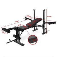 Rack de musculation multifonction en métal pliable et réglable avec banc, équipement de fitness pour la force et la sécurité, haltères inclus