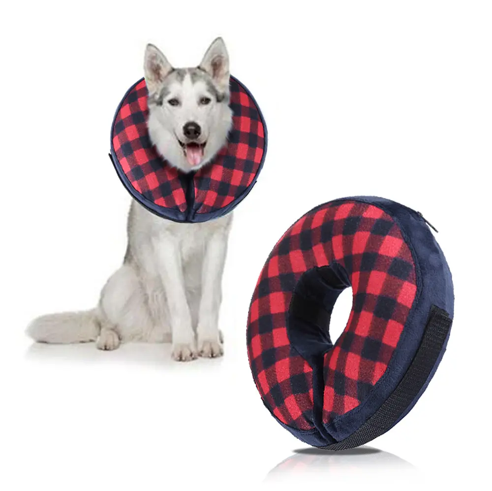 Hiedra Pet-Protector de Collar de recuperación para mascotas, Collar inflable de tela de terciopelo suave para perros