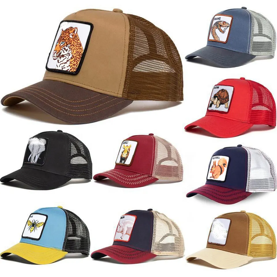 factory Wholesale Custom Logo animal patch baseball cap Animal mesh Trucker Hat for men