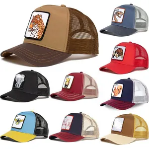 Vente en gros d'usine de casquette de baseball avec patch animal avec logo personnalisé casquette de camionneur en maille animale pour hommes