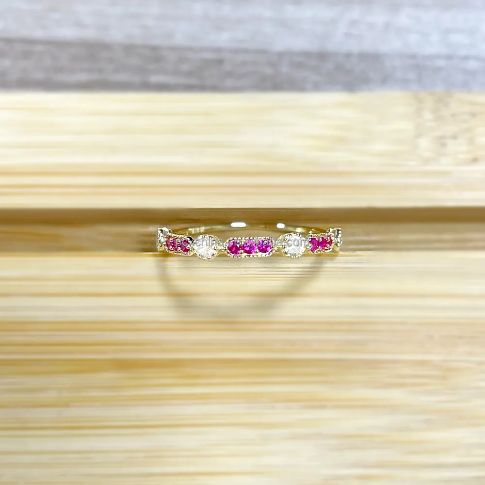 PCX Jóias 18K jóias de ouro 18k anel de ouro simples zircão colorido pedras preciosas bonito 14k ouro sólido real rosa verde azul anéis