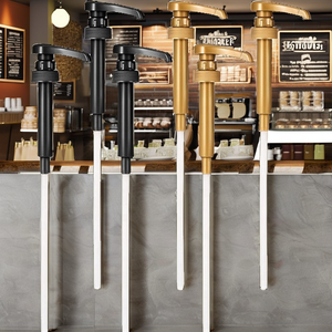 28/400 Plastic Non Spill Food Grade Milk Tea Long Nose <b>Syrup</b> <b>Pump</b> Sprayer UV/Digital Printing Customizable Black White Bottle - Product Image 2