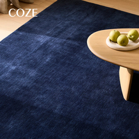 Tapis tufté à la main de style moderne bleu foncé uni pour salon et ensemble de tapis de zone, en stock