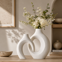 Vase à fleurs en céramique de style Wabi-sabi, ensemble de deux pièces, vase pour la décoration de la maison et de l'hôtel, arrangement de fleurs sur table, ornements de vase