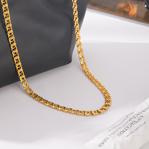 Collier fin et délicat en chaîne plate, anti-ternissement, en acier inoxydable plaqué or 18 carats, accessoires quotidiens pour femmes - Product Image 3