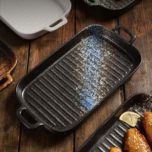 <span class=keywords><strong>Plat</strong></span> à four <span class=keywords><strong>rectangulaire</strong></span> long à rayures, <span class=keywords><strong>plat</strong></span> à four <span class=keywords><strong>rectangulaire</strong></span> antiadhésif à double poignée, plaque à pizza <span class=keywords><strong>en</strong></span> céramique - Product Image 5