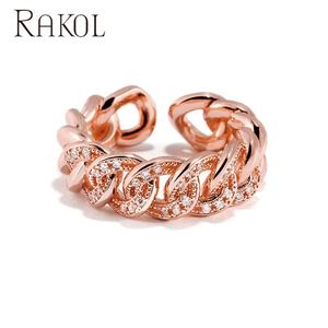 Rakol แหวนแฟชั่นฮิปฮอป RP2163ทำจากทองแดงอัลลอยชุบทองแท้สำหรับทุกเพศ - Product Image 3