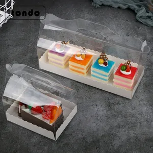 Tondo sıcak satış küçük pasta pişirme İsviçre rulo ambalaj kutusu PET şeffaf taşınabilir havlu rulo kek kutusu