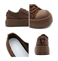 Chaussures à plateforme en toile marron pour hommes, lacées, confortables, à semelle épaisse, baskets décontractées pour les activités de plein air et quotidiennes