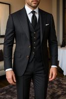 Costume homme haut de gamme sur mesure, col en V, noir, pour banquets et mariages, 100% laine, grande taille, coupe ajustée, respirant, teint en pièce, fermeture éclair imperméable