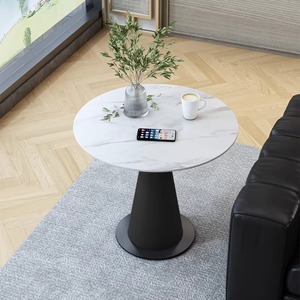 Mesa de Centro Moderna Minimalista de Lujo Ecológica de Piedra Sinterizada para Sala de Estar, con Aspecto de Mármol y Base de Metal - Product Image 2