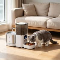 Distributeur automatique intelligent 2-en-1 pour animaux de compagnie et fontaine à eau 4L, distributeur de nourriture pour chats et chiens 2L, bol en acier inoxydable, double alimentation