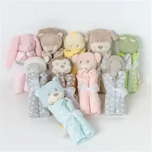 Lovey Baby Pink Bunny Bear Frog Baby Animal Toy Holder Blanket with14 inch Plush