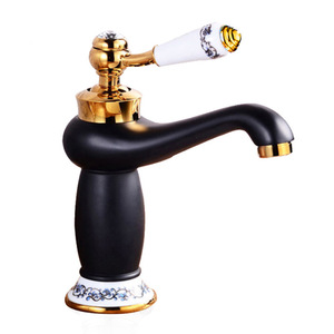 Robinet de <span class=keywords><strong>lavabo</strong></span> rétro en laiton, style européen antique, en porcelaine bleue et blanche, monotrou, eau chaude et froide, vente en gros - Product Image 5