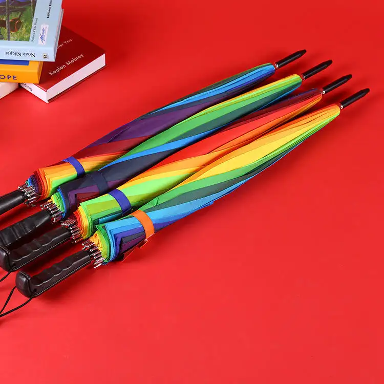 Goodseller New Umbrella Wholesale Market rainbow color promotional 16k straight stick rain umbrella