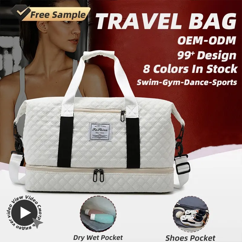 8 Màu Sắc Tùy Chỉnh Bông Khô Ướt Không Thấm Nước Công Suất Lớn Xách Tay Holdall Tay Weekender Du Lịch Túi Du Lịch Với Ngăn Giày