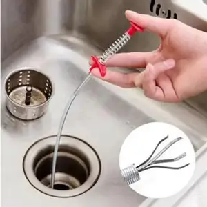 I-0220 60cm Spring Pipe Dredging Tools Drain Snake Drain Cleaner Sticks Clog Remover Cleaning Tools Household for Kitchen Sink