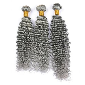 Ingrosso 1 Pacchetto di Capelli Umani Grigio Sale e Pepe Argento Grigio Afro Ricci Marrone Senza Trama per Trecce Boho Ondulate - Product Image 3