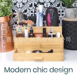 Wooden Cosmetic Organizer With Drawers Natural Wood Color Desktop Storage <b>Box</b> For Bathroom <b>Makeup</b> Tools - Product Image 4