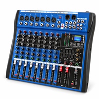 Console de mixage audio professionnelle 8 canaux avec Bluetooth, lecteur MP3 USB, alimentation fantôme 48V et égaliseur 3 bandes pour scène, KTV et système de sonorisation