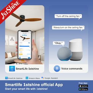 1stshine Ventilateur de plafond Smart Odm Lames en bois 52 pouces Réglage de l'heure Ventilateur de plafond à distance à profil bas - Product Image 6