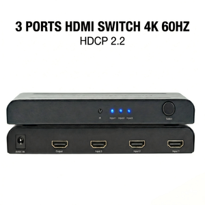 Conmutador HDMI GC <span class=keywords><strong>4K</strong></span> 60Hz 3 en 1 Salida, Selector HDMI HDCP 2.2 con Control Remoto IR, Compatible con 3D <span class=keywords><strong>HDR</strong></span> para PS5 Xbox Roku Fire Stick - Product Image 1