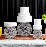 Klassischer runder Kristall-Kuchenständer, Desserttisch-Tablett-Set, Hochzeitsdeko, dekorative Strass-Präsentationsdekoration