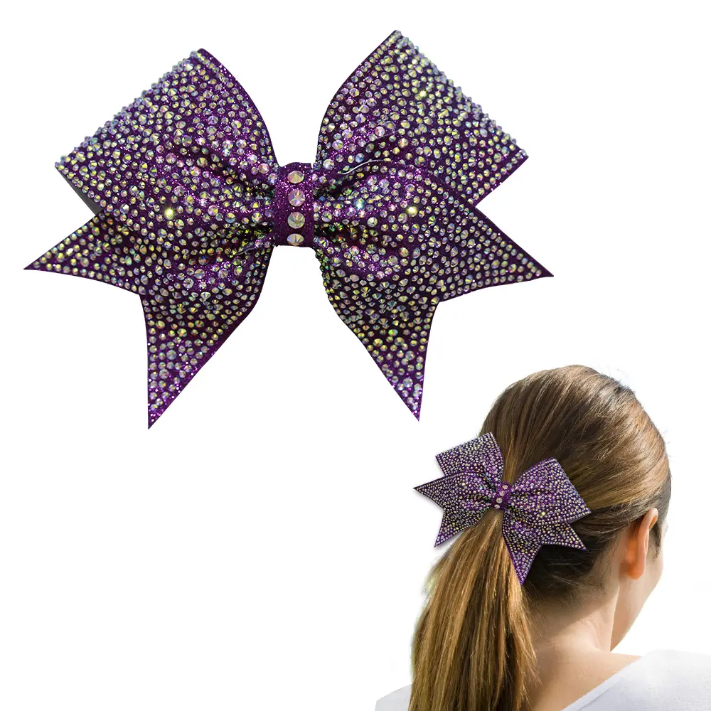 custom hair bows tie christmas rhinestone cheer hair bows for girls hair