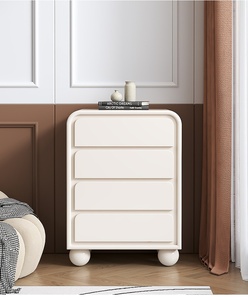 Commode en bois laqué style crème, minimaliste et moderne, pour chambre à coucher, chevet ou salon - Product Image 6