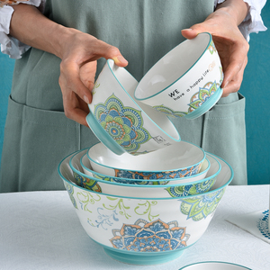 Vente en gros de vaisselle en céramique moderne, ensemble d'assiettes et de bols au design bohème européen, ensemble de vaisselle pour la famille - Product Image 2