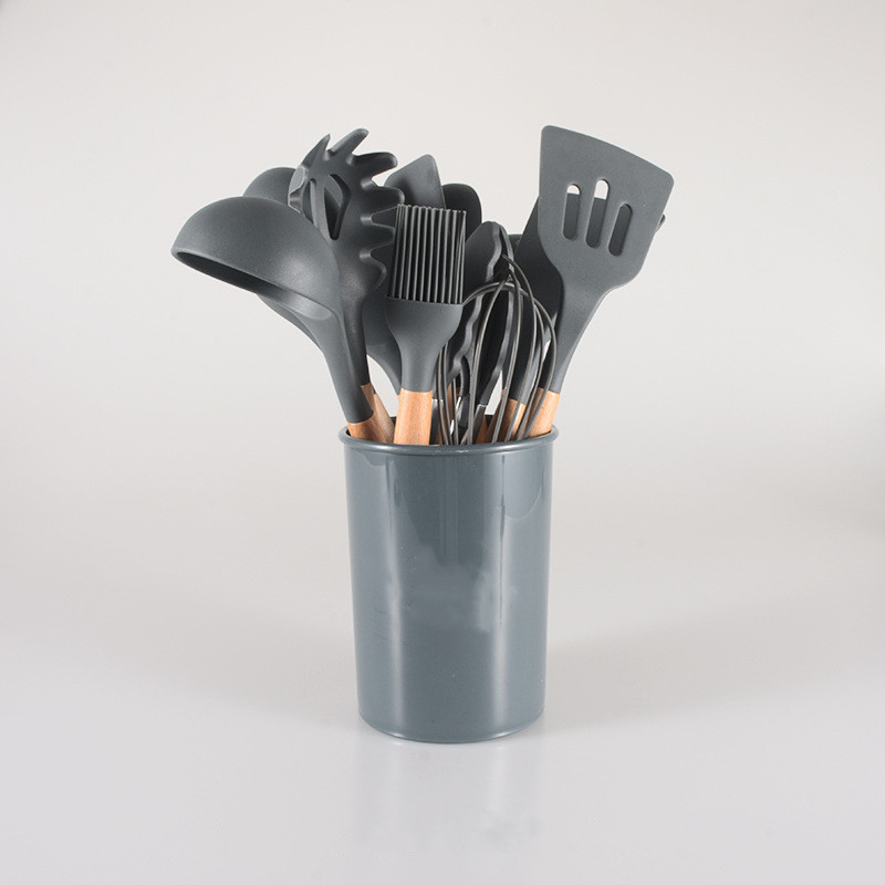 6-delige Siliconen Kookgereiset, Gebruiksvoorwerpset, Met Houten Handgrepen, Duurzame Keukengadgets Voor Thuis- En Restaurantgebruik, Essentieel Keukengerei Voor Veelzijdig Koken