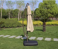 Parasol de plage et de jardin moderne pliable, grand format en forme de banane, 2,7 m/3 m