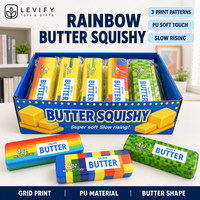 Jouet Squishy en PU à montée lente, motif grille arc-en-ciel, imprimé, pour le soulagement du stress et la relaxation des mains au bureau au quotidien