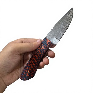 Cuchillo de hoja fija Drop Point de acero de Damasco con mango colorido, personalizable para caza, camping y supervivencia - Product Image 2