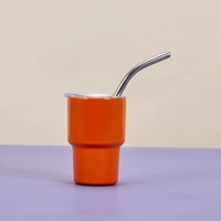 Populaire Mini tasse Double paroi isolée 304 2oz 3 oz verre à liqueur café tasses de voyage gobelets en métal avec couvercle et paille