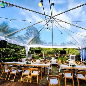 大きなクリアフレーム水テントキャノピー会場構造マーキーパーティーガラス壁アトリウムイベントイベントのための結婚式の商業テント