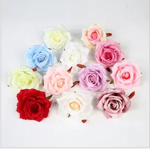 Roses Flowers High Quality 10cm Fabric Artificial Red Silk Big Rose Flower Heads For Wedding Event Decoratiom