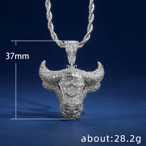 Collana con ciondolo a forma di testa di toro per uomo e donna, gioielli alla moda, regalo per l'uso quotidiano - Product Image 5