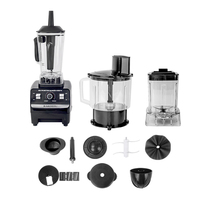 Mixeur Commercial Électrique 6-en-1 avec Commande par Boutons, Boîtier en Acier Inoxydable, 10 Vitesses pour Glace, Jus et Hachage de Viande