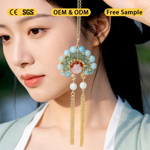 Collier pendentif en perles de cristal, bijoux de culture traditionnelle chinoise, coiffe d'opéra de Pékin, vente en gros - Product Image 3