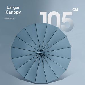 Parapluie d'extérieur personnalisé avec logo, 16 baleines, ouverture rapide, poignée incurvée, housse imperméable, tissu haute densité 105 cm - Product Image 2