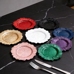 Assiette de Présentation de Luxe Écologique en Plastique Effet Récif, Taille Personnalisée, Dorée, pour Décoration de Fête, Assiette de Table, Vaisselle de Dîner Verte - Product Image 1
