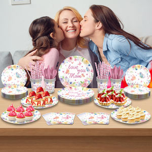 Service clientèle d'assiettes en <span class=keywords><strong>papier</strong></span> personnalisées <span class=keywords><strong>de</strong></span> style moderne pour la fête des mères avec décoration <span class=keywords><strong>de</strong></span> fleurs <span class=keywords><strong>de</strong></span> papillons 16 - Product Image 2