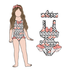 Vente chaude Été Cool et Doux Flamingo Imprimé Filles Maillots <span class=keywords><strong>De</strong></span> <span class=keywords><strong>Bain</strong></span> Ensemble avec <span class=keywords><strong>Bandeau</strong></span> pour Enfants - Product Image 2