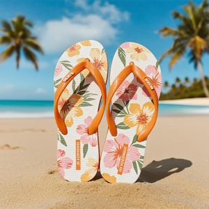 Sandalias de Playa Casuales de Verano para Mujer de Alta Calidad, Diseño Floral Personalizado, Suela Suave, Impermeables, Pantuflas para Exteriores de Fábrica - Product Image 1