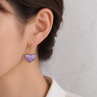 Boucles d'oreilles cœur chics pour femmes, bijoux pendantes en textile tissé pour les sorties, les fêtes et les occasions spéciales