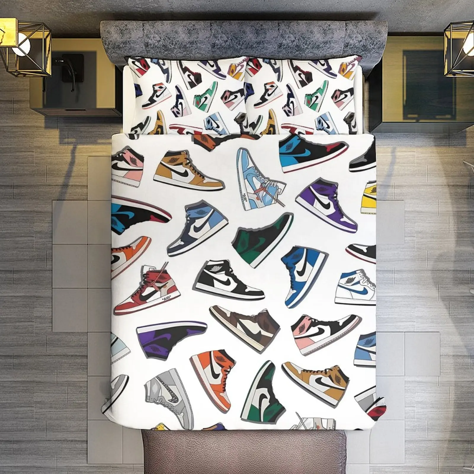 Hiện Đại Hypebeast Phòng Ngủ Nhà Trang Trí Nữ Hoàng Kích Thước Giường Quilt Cover Set Sneaker Duvet Cover Gối Giường Được Trang Bị Tấm Set