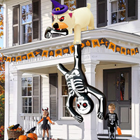 Decoración Inflable de Halloween para Exteriores Perrito que Tira de una Calavera para Decoración de Patio Adecuada para Fiestas Interiores y Exteriores Jardín