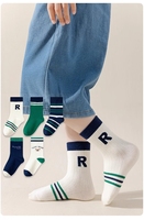 Calcetines Deportivos a Rayas para Niños, de Algodón, Sin Costuras, Resistentes al Olor, Anti-Pilling, Absorbentes del Sudor, de Media Pantorrilla, para Estudiantes